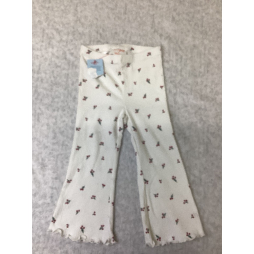 Cat & Jack Toddler Girls 2T White Cherry Print Ribbed Flare Leggings NWT